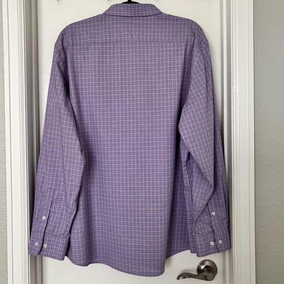 Haggar • Men's Classic Fit Lavender Plaid Button Down Shirt - Wrinkle Resistant - Picture 2 of 12